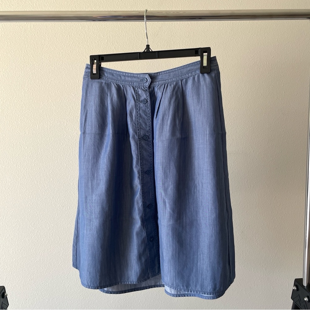 LOFT 100% Tencel Button down Chambray Skirt
